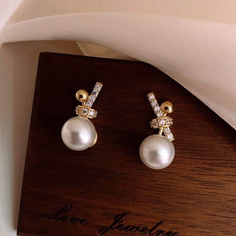 Cute Korean Earrings Heart Bling Zircon Stone Rose Gold Color Stud Earring for Women Fashion Jewelry 2026 New Gift