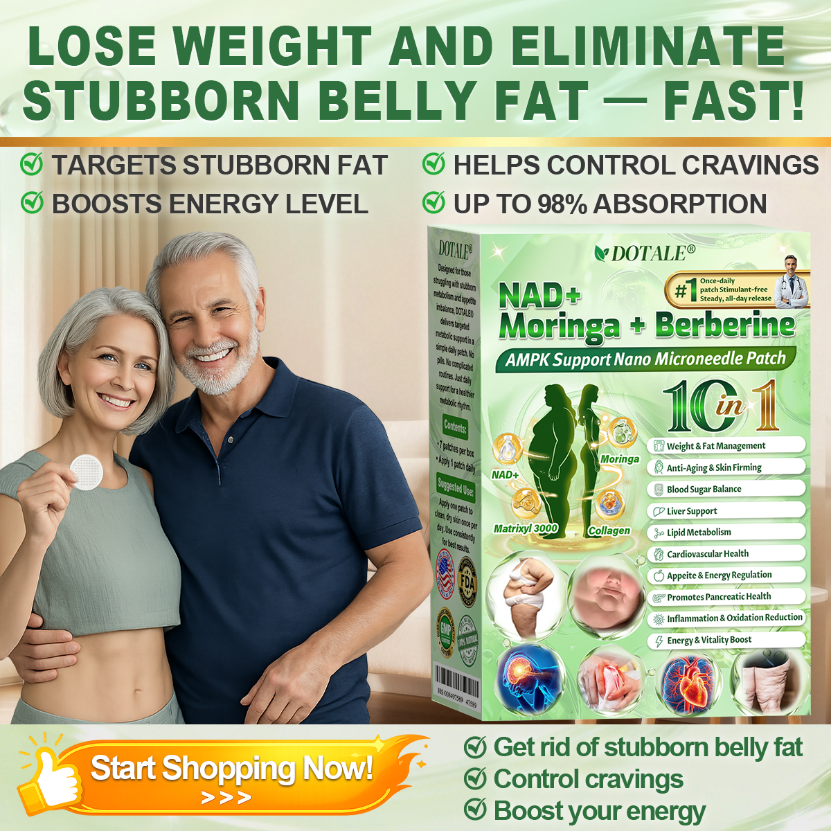DOTALE® NAD+ Moringa Berberine AMPK Nano Microneedle Patch 🇺🇸 （Once daily, visible results in 7 days）